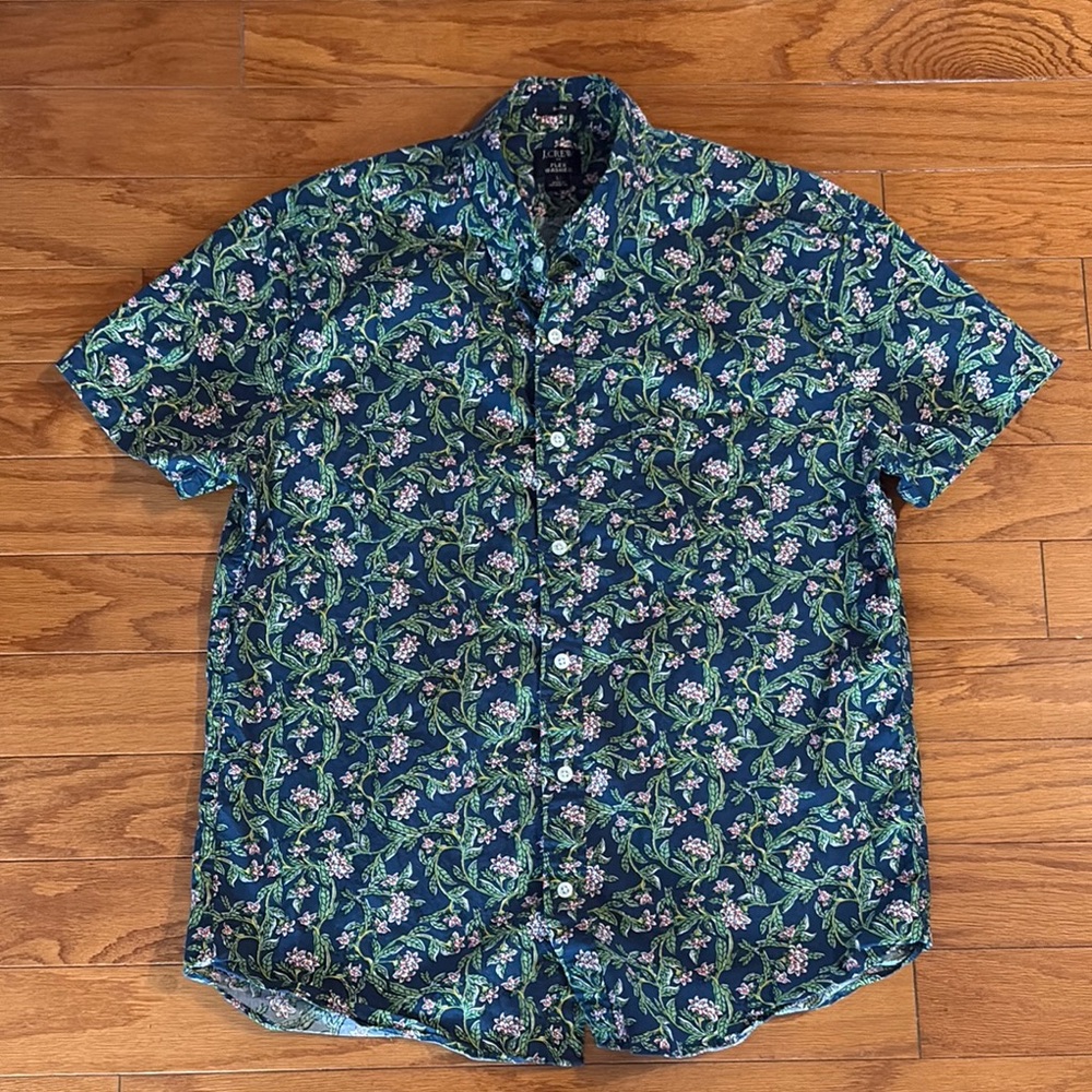J. Crew cotton floral shirt sz L slim